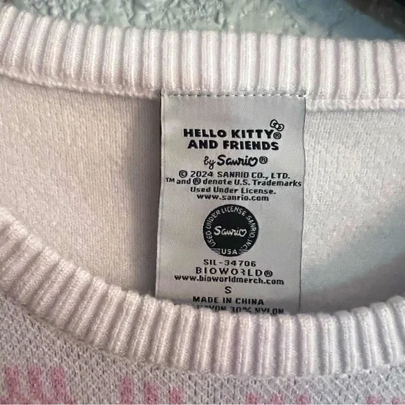 Hello Kitty Pink and White Crew Neck Sweater - Picture 4 of 7